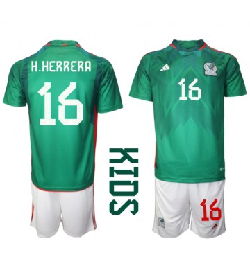Maillot de foot Mexique Hector Herrera #16 Domicile enfant Monde 2022 Manches Courte (+ pantalon court)